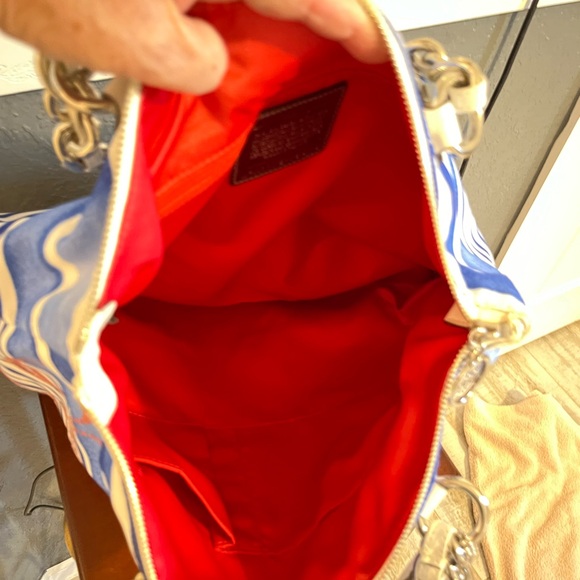 Coach Poppy Sequin Nautical Stripe Large Bag Purse 16970 - Picture 7 of 8